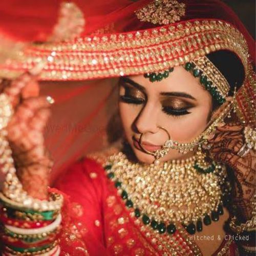 Destination wedding bride in traditional attire, makeup by Showstopper by Simran